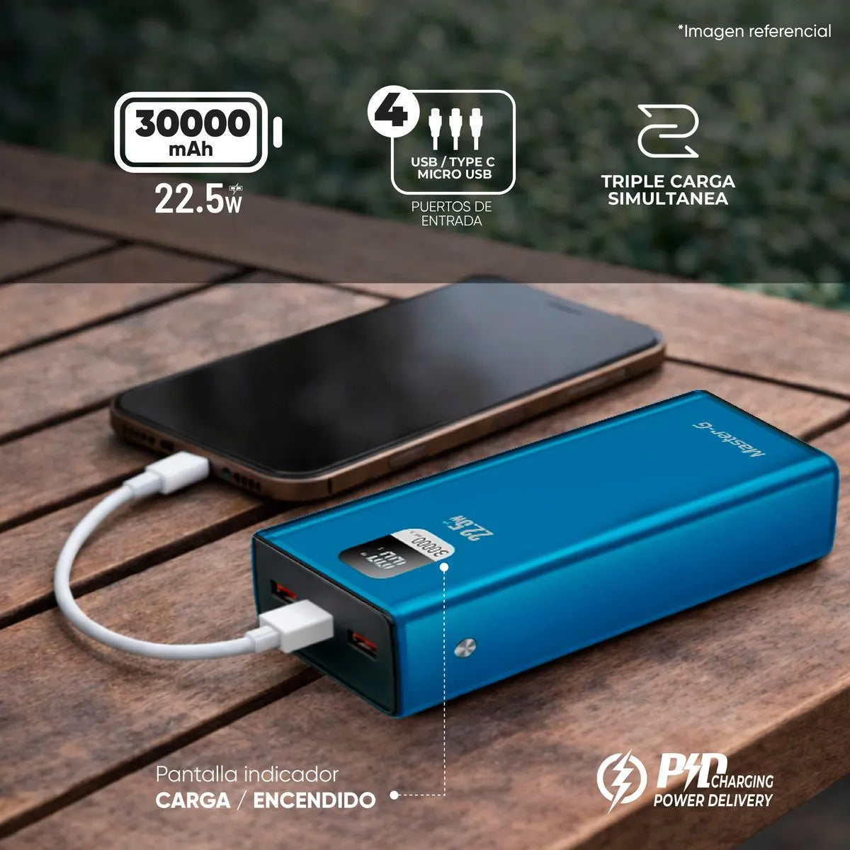 Batería Externa Power Bank 30000 Mah 22.5W