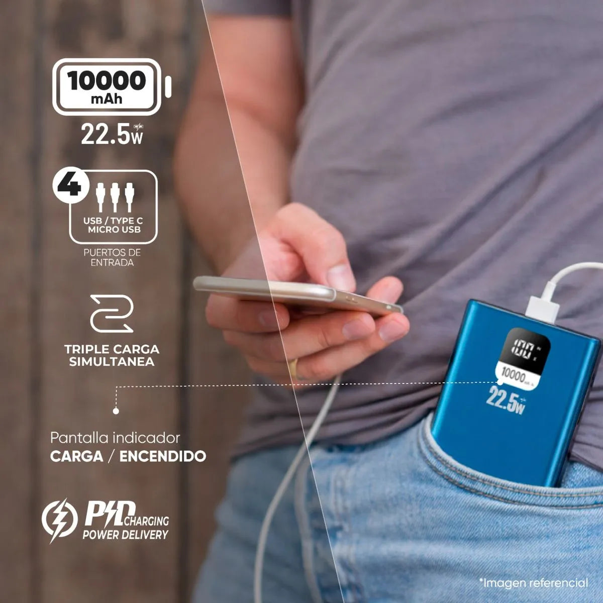 Batería Externa Power Bank 10000 Mah 22.5W