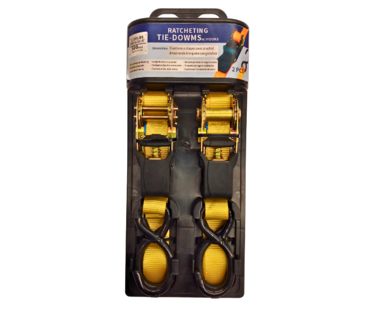 Set 2 Eslingas de Amarre con Tensor y Gancho 25MM X 5MT