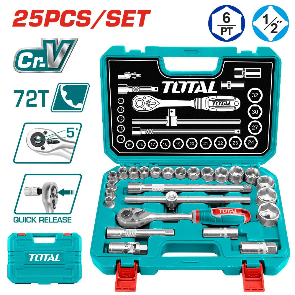 Set de 25 Dados 1/2'' en Acero Molibdeno