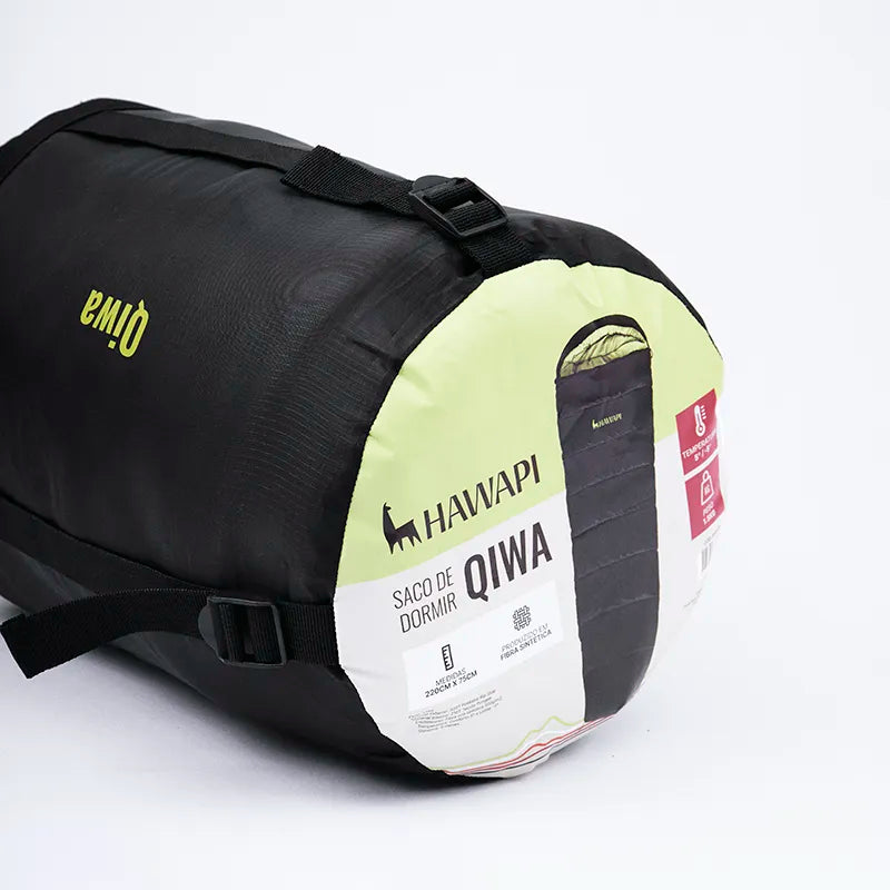 Saco de Dormir Qiwa Color Negro y Verde lima